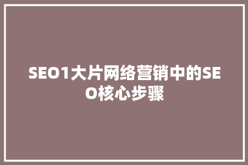 SEO1大片网络营销中的SEO核心步骤