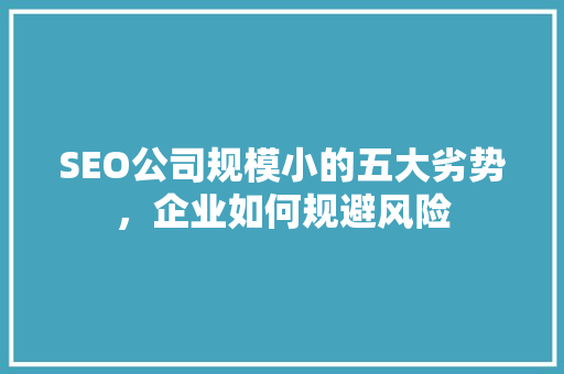 SEO公司规模小的五大劣势，企业如何规避风险