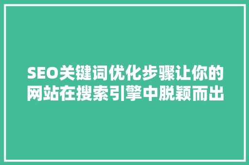 SEO关键词优化步骤让你的网站在搜索引擎中脱颖而出  第1张