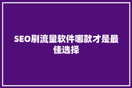 SEO刷流量软件哪款才是最佳选择