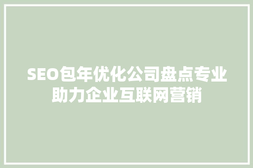 SEO包年优化公司盘点专业助力企业互联网营销