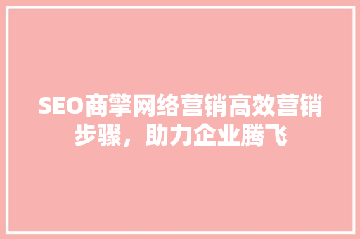 SEO商擎网络营销高效营销步骤，助力企业腾飞