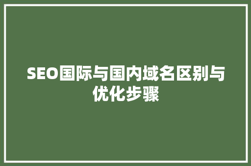 SEO国际与国内域名区别与优化步骤
