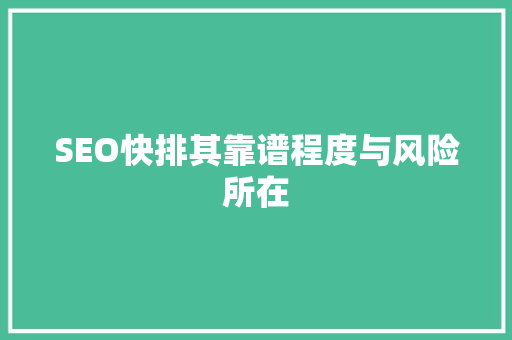 SEO快排其靠谱程度与风险所在