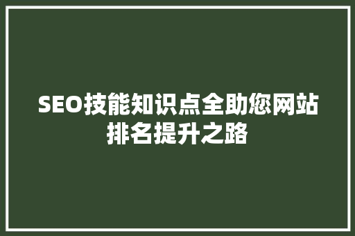 SEO技能知识点全助您网站排名提升之路