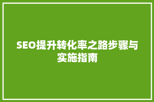 SEO提升转化率之路步骤与实施指南