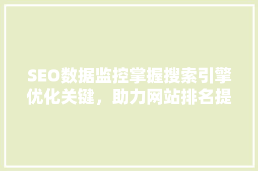 SEO数据监控掌握搜索引擎优化关键，助力网站排名提升