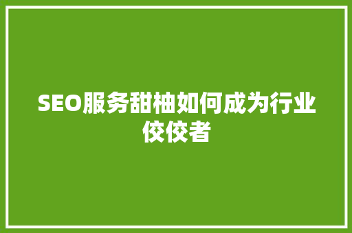 SEO服务甜柚如何成为行业佼佼者