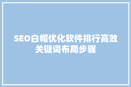 SEO白帽优化软件排行高效关键词布局步骤