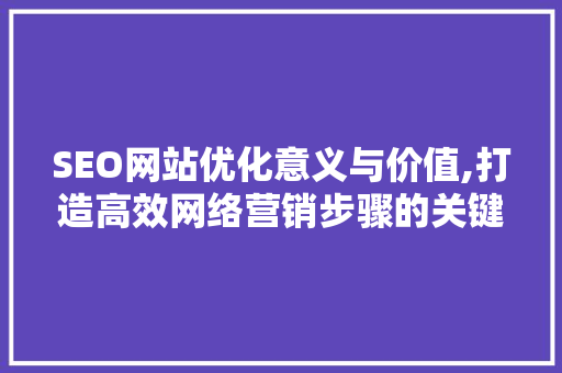 SEO网站优化意义与价值,打造高效网络营销步骤的关键