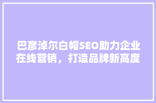 巴彦淖尔白帽SEO助力企业在线营销，打造品牌新高度