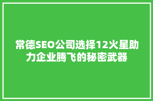 常德SEO公司选择12火星助力企业腾飞的秘密武器