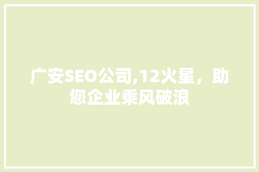 广安SEO公司,12火星，助您企业乘风破浪