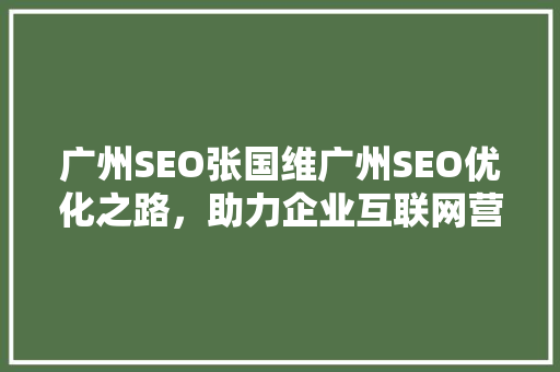 广州SEO张国维广州SEO优化之路，助力企业互联网营销