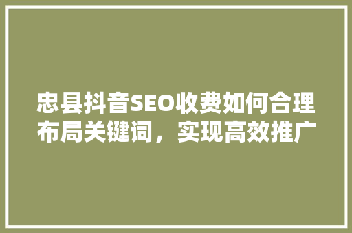 忠县抖音SEO收费如何合理布局关键词，实现高效推广