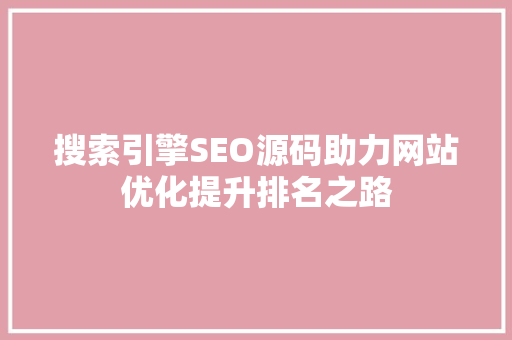 搜索引擎SEO源码助力网站优化提升排名之路