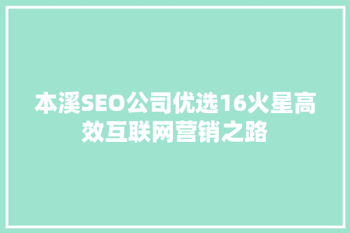本溪SEO公司优选16火星高效互联网营销之路