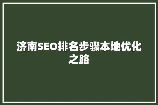 济南SEO排名步骤本地优化之路