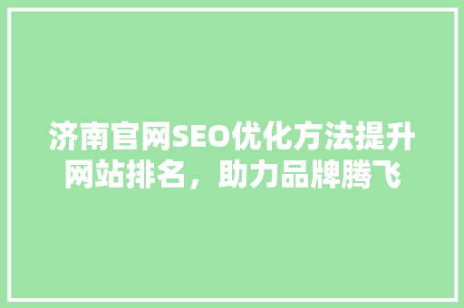 济南官网SEO优化方法提升网站排名，助力品牌腾飞