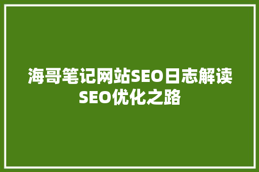 海哥笔记网站SEO日志解读SEO优化之路  第1张