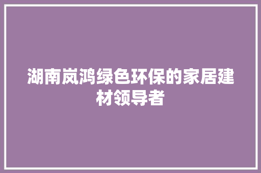 湖南岚鸿绿色环保的家居建材领导者