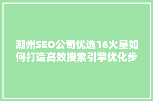 潮州SEO公司优选16火星如何打造高效搜索引擎优化步骤
