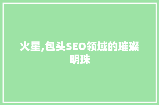 火星,包头SEO领域的璀璨明珠