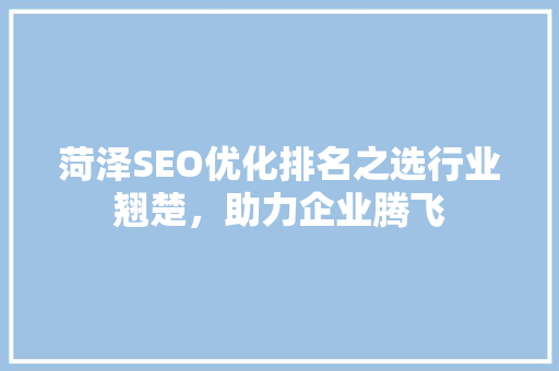 菏泽SEO优化排名之选行业翘楚，助力企业腾飞