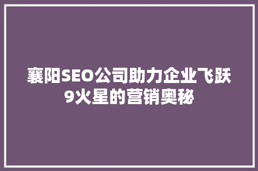 襄阳SEO公司助力企业飞跃9火星的营销奥秘