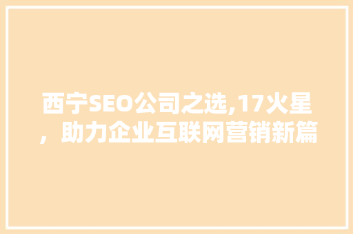 西宁SEO公司之选,17火星，助力企业互联网营销新篇章