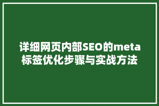 详细网页内部SEO的meta标签优化步骤与实战方法