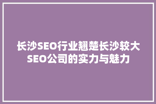 长沙SEO行业翘楚长沙较大SEO公司的实力与魅力