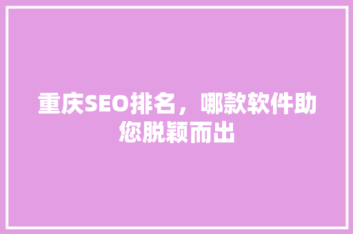 重庆SEO排名，哪款软件助您脱颖而出