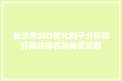 长沙市SEO优化例子分析提升网站排名的秘密武器