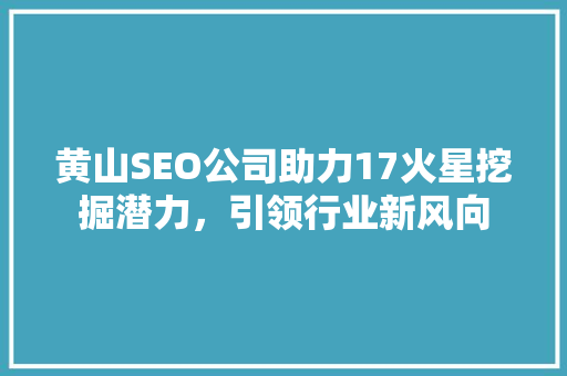 黄山SEO公司助力17火星挖掘潜力，引领行业新风向