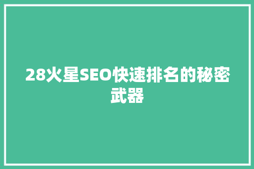 28火星SEO快速排名的秘密武器