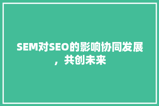SEM对SEO的影响协同发展，共创未来