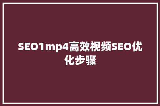 SEO1mp4高效视频SEO优化步骤