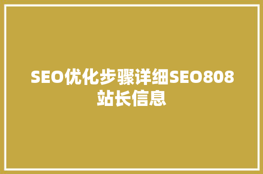 SEO优化步骤详细SEO808站长信息