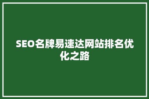 SEO名牌易速达网站排名优化之路