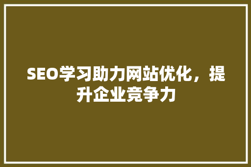 SEO学习助力网站优化，提升企业竞争力
