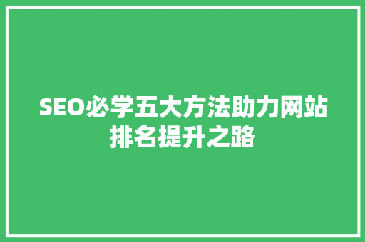 SEO必学五大方法助力网站排名提升之路