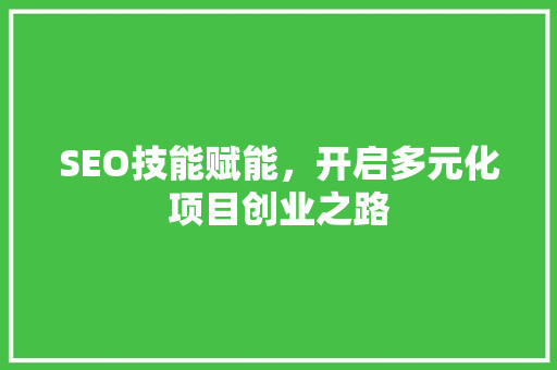 SEO技能赋能，开启多元化项目创业之路