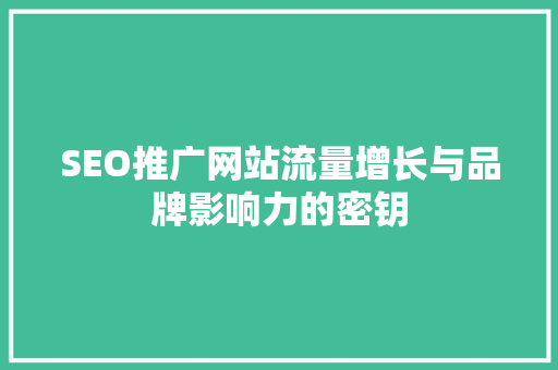 SEO推广网站流量增长与品牌影响力的密钥