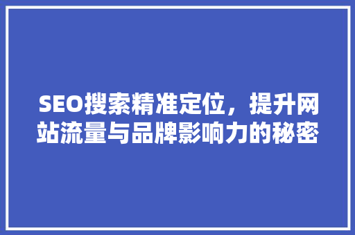 SEO搜索精准定位，提升网站流量与品牌影响力的秘密武器