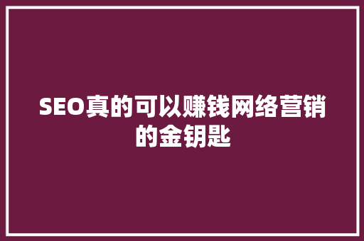 SEO真的可以赚钱网络营销的金钥匙