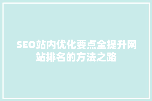 SEO站内优化要点全提升网站排名的方法之路