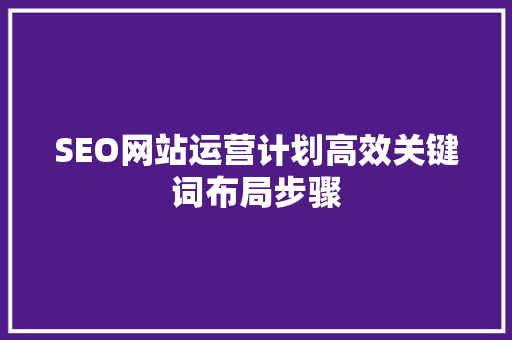 SEO网站运营计划高效关键词布局步骤