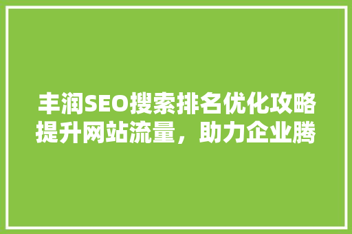 丰润SEO搜索排名优化攻略提升网站流量，助力企业腾飞