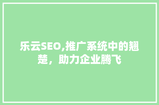 乐云SEO,推广系统中的翘楚，助力企业腾飞